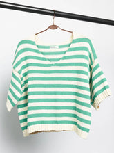 Load image into Gallery viewer, Striped Green Short Sleeved Sweater