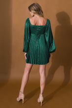 Load image into Gallery viewer, Happy Holidays Green Pleated Dress