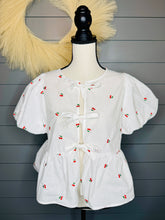 Load image into Gallery viewer, Cherry All The Way Bow Tie Top