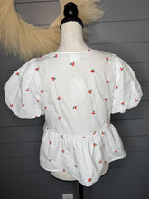 Load image into Gallery viewer, Cherry All The Way Bow Tie Top