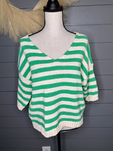 Load image into Gallery viewer, Striped Green Short Sleeved Sweater