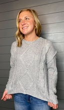Load image into Gallery viewer, Cable Knit Grey Sweater