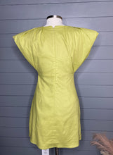 Load image into Gallery viewer, Palm Trees And Fruity Drinks Lime Linen Dress