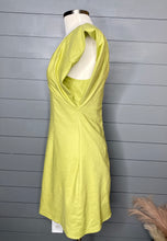 Load image into Gallery viewer, Palm Trees And Fruity Drinks Lime Linen Dress