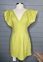 Load image into Gallery viewer, Palm Trees And Fruity Drinks Lime Linen Dress