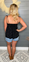 Load image into Gallery viewer, Brunch Please Black Tie Shoulder Top