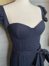 Load image into Gallery viewer, Frills And Fitted Dark Navy Corset Dress