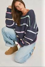 Load image into Gallery viewer, Navy All Day Striped Sweater