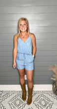 Load image into Gallery viewer, Dolly Chambray Twist Back Romper