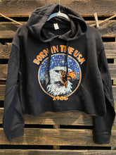 Load image into Gallery viewer, Born In The USA Cropped Hoodie Sweatshirt
