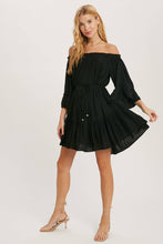 Load image into Gallery viewer, Hustle Black Ruffle Dress