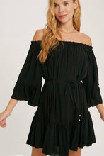 Load image into Gallery viewer, Hustle Black Ruffle Dress