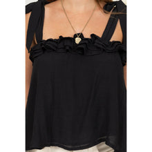 Load image into Gallery viewer, Hamptons Ready Black Tie Shoulder Ruffle Top
