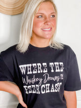 Load image into Gallery viewer, Where The Whiskey Drowns And The Beer Chases Black Tee