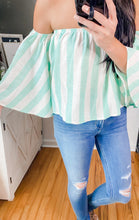 Load image into Gallery viewer, Rolling Into Summer Off The Shoulder Striped Linen Top