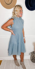 Load image into Gallery viewer, Bella Blue Ruffle Dress With Pockets