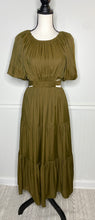 Load image into Gallery viewer, Olive Vibes Cutout Midi Dress