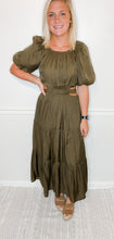 Load image into Gallery viewer, Olive Vibes Cutout Midi Dress