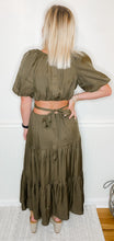 Load image into Gallery viewer, Olive Vibes Cutout Midi Dress
