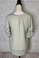 Load image into Gallery viewer, Sage Is All The Rage Ruffle Sleeve Top
