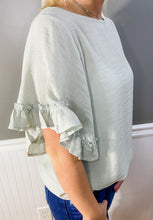 Load image into Gallery viewer, Sage Is All The Rage Ruffle Sleeve Top