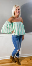 Load image into Gallery viewer, Rolling Into Summer Off The Shoulder Striped Linen Top