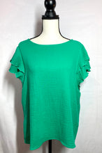 Load image into Gallery viewer, Emerald Vibes Ruffle Sleeve Top