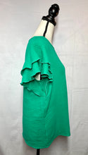 Load image into Gallery viewer, Emerald Vibes Ruffle Sleeve Top