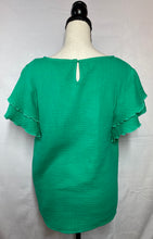 Load image into Gallery viewer, Emerald Vibes Ruffle Sleeve Top
