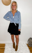 Load image into Gallery viewer, Midnight Dreams Ruffled Skirt