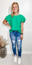 Load image into Gallery viewer, Emerald Vibes Ruffle Sleeve Top