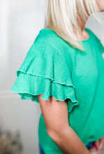 Load image into Gallery viewer, Emerald Vibes Ruffle Sleeve Top