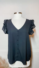 Load image into Gallery viewer, Formally Yours Black Ruffle Sleeve Top