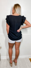 Load image into Gallery viewer, Formally Yours Black Ruffle Sleeve Top