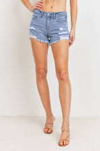 Load image into Gallery viewer, It's All About The Fray Mid Rise Denim Shorts