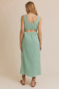 All For The Green Pin Striped Midi Dress