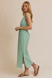 All For The Green Pin Striped Midi Dress