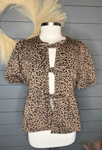 Load image into Gallery viewer, Wild For Bows Leopard Print Tie Front Top
