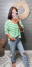 Load image into Gallery viewer, Striped Green Short Sleeved Sweater
