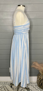 Southern Simplicity Blue And White Striped Midi Dress