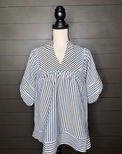 Load image into Gallery viewer, Charleston Striped Balloon Sleeve Top
