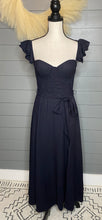 Load image into Gallery viewer, Frills And Fitted Dark Navy Corset Dress
