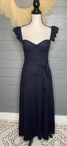 Frills And Fitted Dark Navy Corset Dress