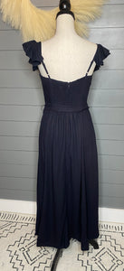 Frills And Fitted Dark Navy Corset Dress