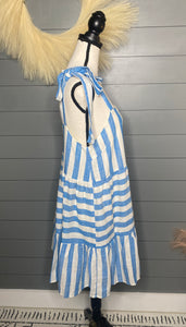 Take Me Away Blue Striped Dress