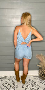 Dolly Chambray Twist Back Romper