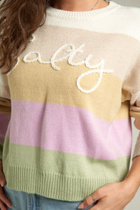 Salty Striped Embroidered Sweater