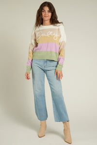 Salty Striped Embroidered Sweater