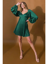 Load image into Gallery viewer, Happy Holidays Green Pleated Dress
