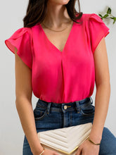 Load image into Gallery viewer, Shine Bright Hot Pink Tulip Sleeve Top

